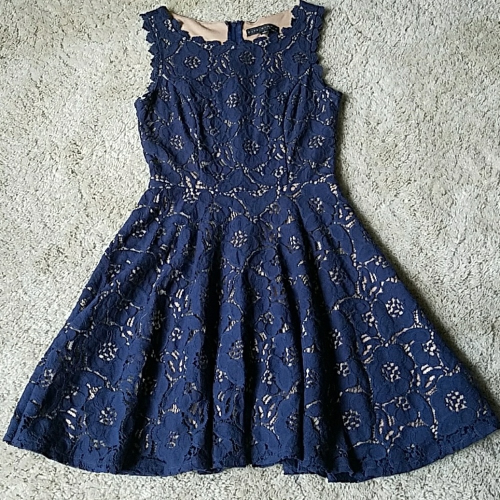 Lace Navy and Nude Dress